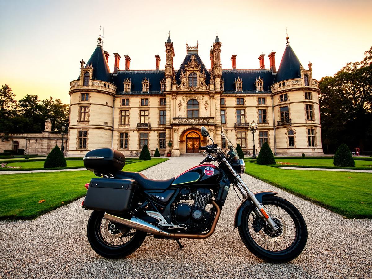 Devant le château au coucher du soleil